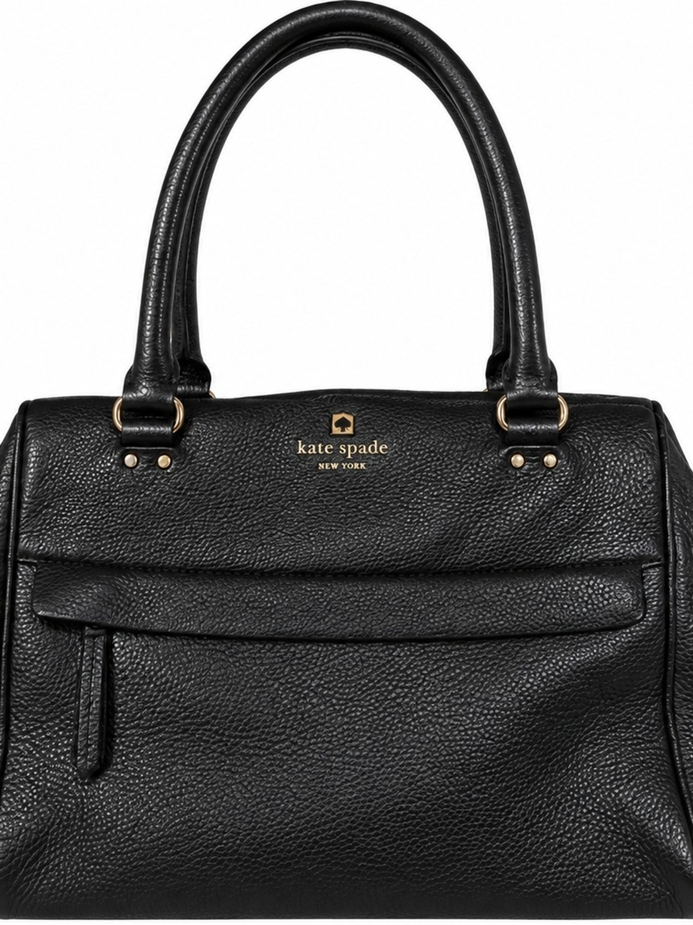 kate spade black pebbled leather satchel with gold hardware